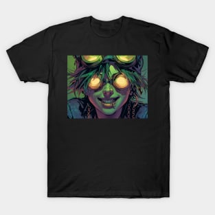 Psychedelic Steampunk Aviator in Glasses T-Shirt